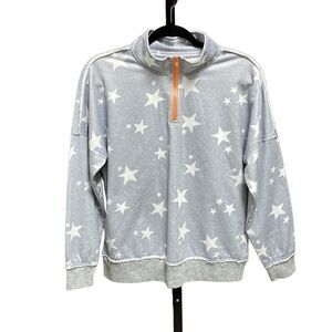 Gray & White Star 3/4 Zip Sweatshirt Size Small NWOT